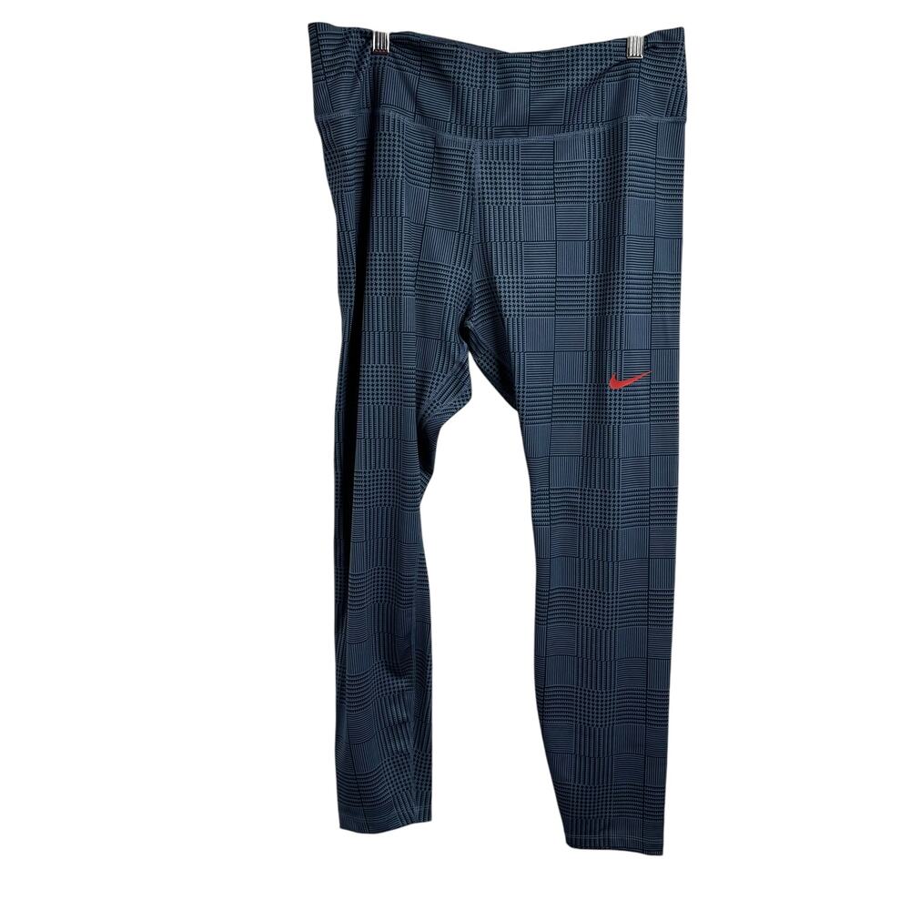 Nike OneLux 7/8‎ Leggings Blue Plaid XL Sculpt High Rise Y2K Athleisure